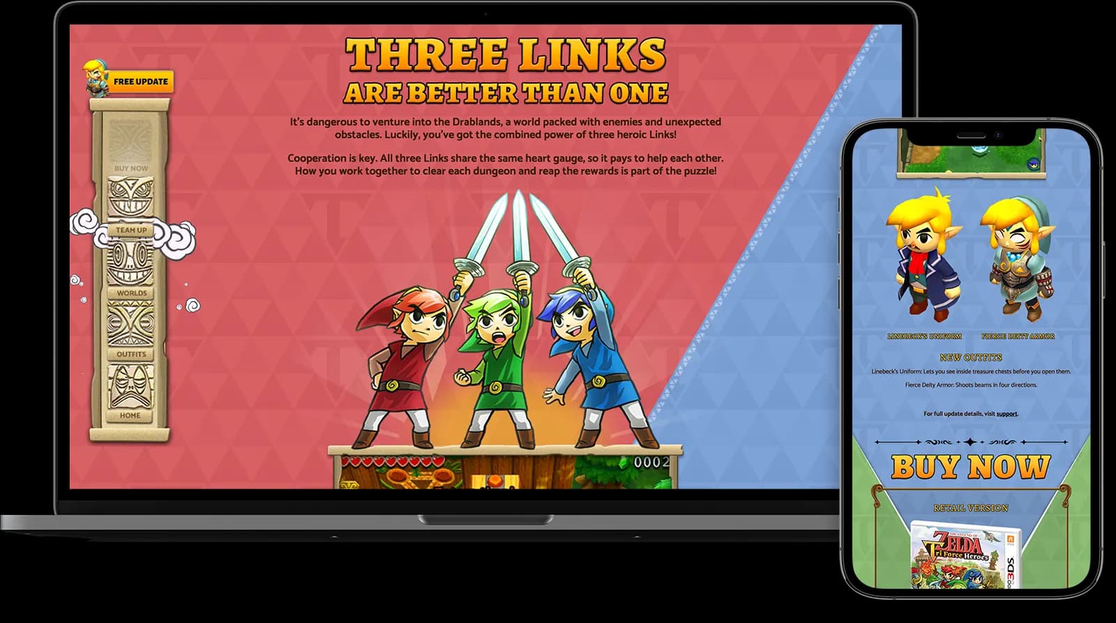 Nintedo: Zelda Tri Force Heroes Website