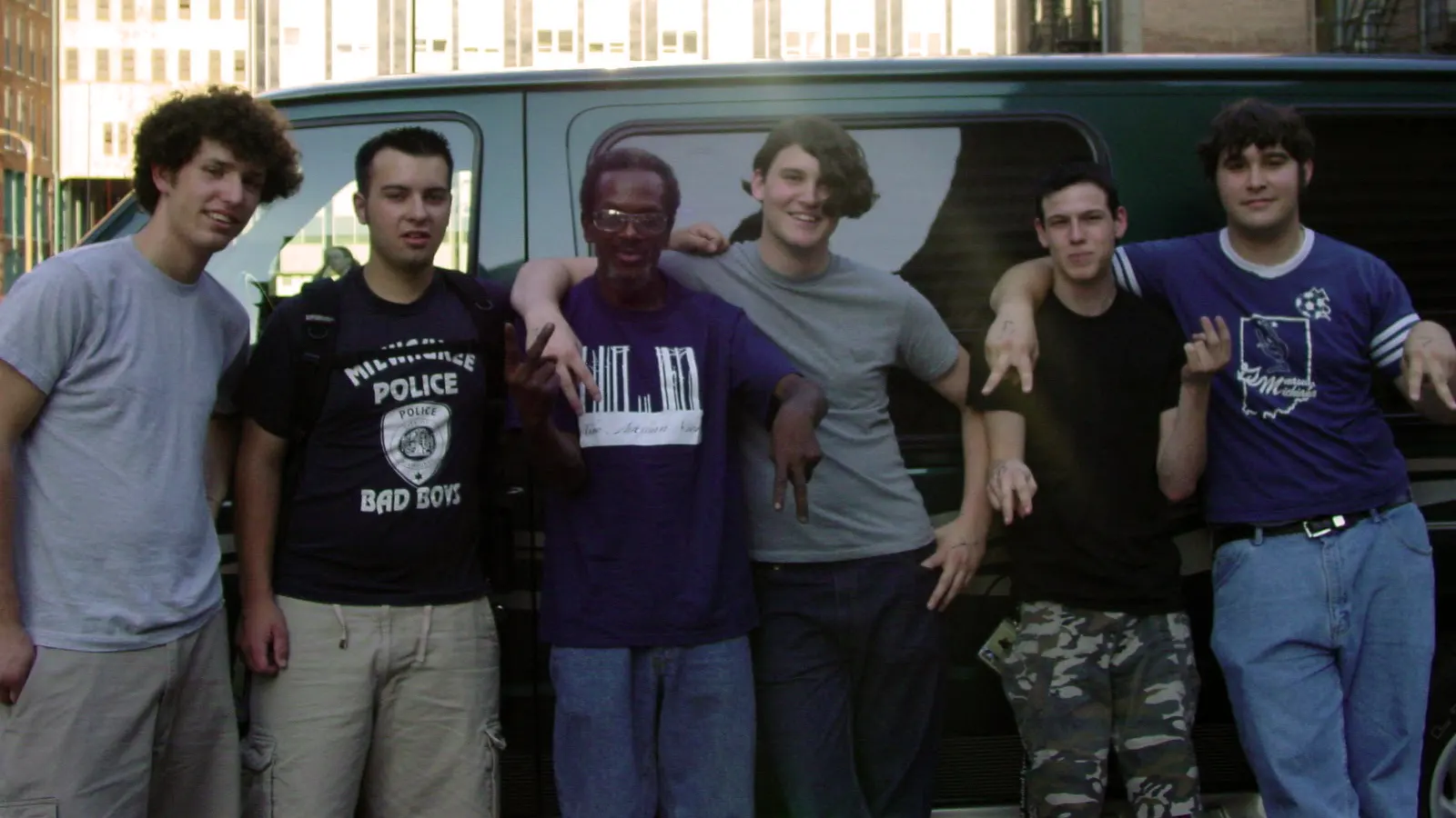 Photo of the band outside the venue in St. Louis